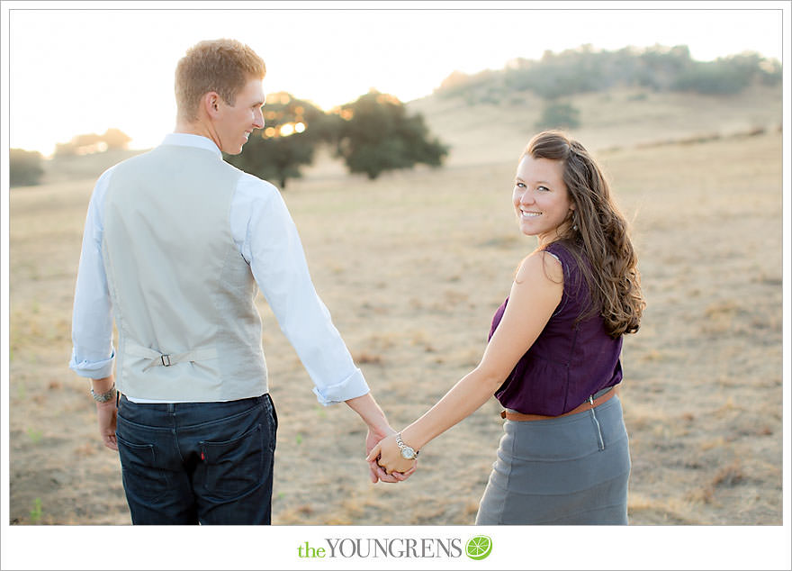 Julian engagement session, country engagement session, summer engagement session, fall engagement session, mountain engagement session, rustic engagement session, field engagement session, oak tree engagement session, meadow engagement session, San Diego county engagement session