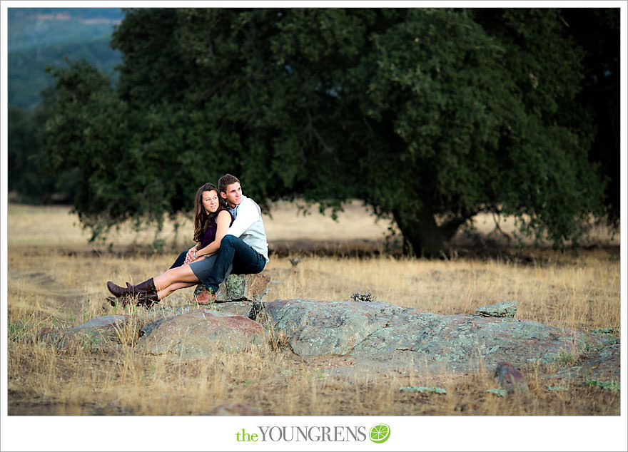 Julian engagement session, country engagement session, summer engagement session, fall engagement session, mountain engagement session, rustic engagement session, field engagement session, oak tree engagement session, meadow engagement session, San Diego county engagement session