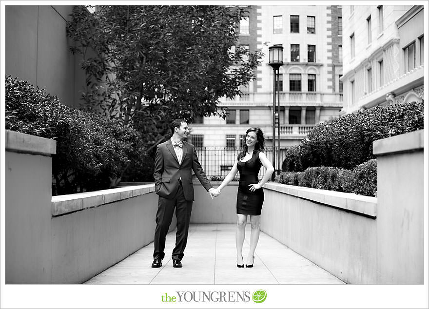 Café Pinot engagement session, LA library engagement session, downtown Los Angeles engagement session, purple engagement session, Louboutin engagement session, MacGuire Gardens engagement session