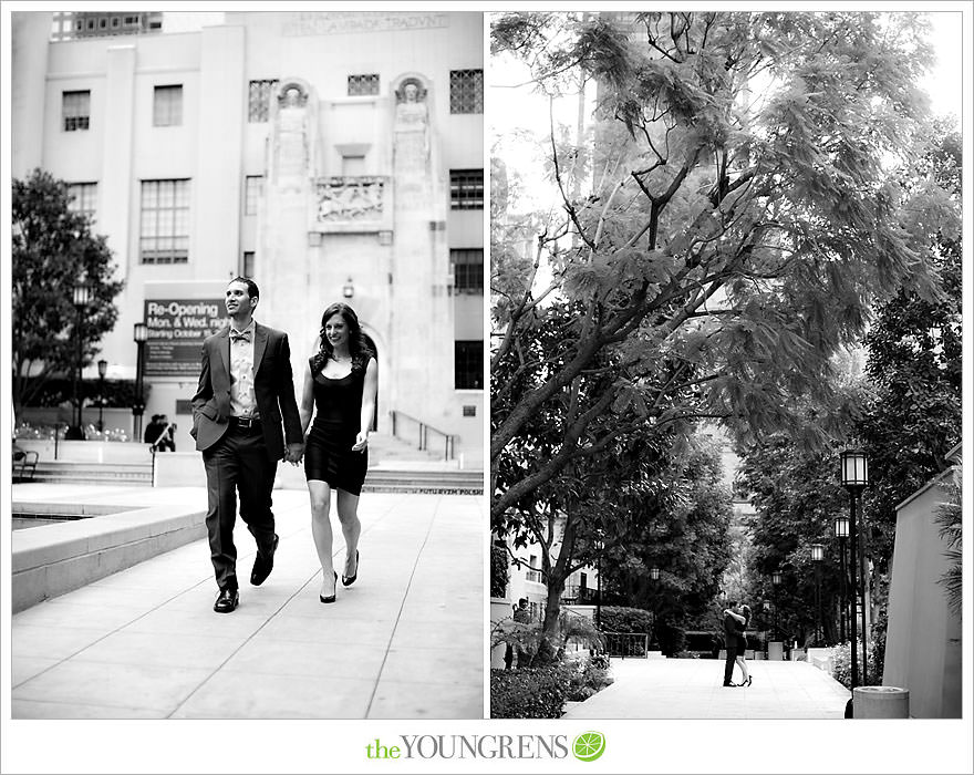 Café Pinot engagement session, LA library engagement session, downtown Los Angeles engagement session, purple engagement session, Louboutin engagement session, MacGuire Gardens engagement session