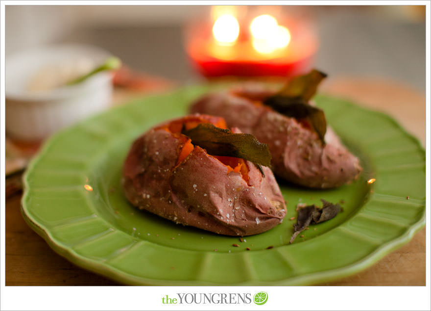 Cumin Rubbed Sweet Potatoes with Sage, sweet potato recipe, winter recipe, dinner recipe, side dish recipe, recipe with fresh sage leaves, baked potato recipe