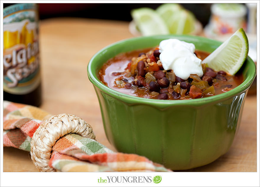 Chili recipe, black bean chili recipe, orange chili recipe, summer chili recipe, chili food photography, Jillian Michael's recipe, Jillian Michael's Ripped in 30 meal plan, Jillian Michael's chili