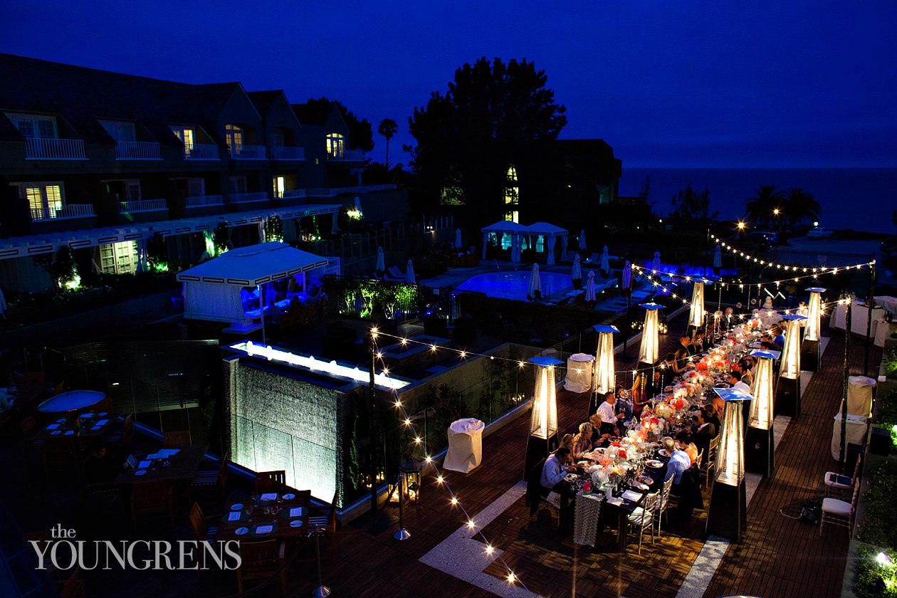 LAuberge Del Mar wedding, Seagrove Park wedding, Del Mar wedding, seaside wedding, beach wedding, small wedding, wedding with long table, Karen Tran Florals, Emily Smiley Fine Weddings and Soirees, Platinum Pro rentals, Platinum Pro heat lamps