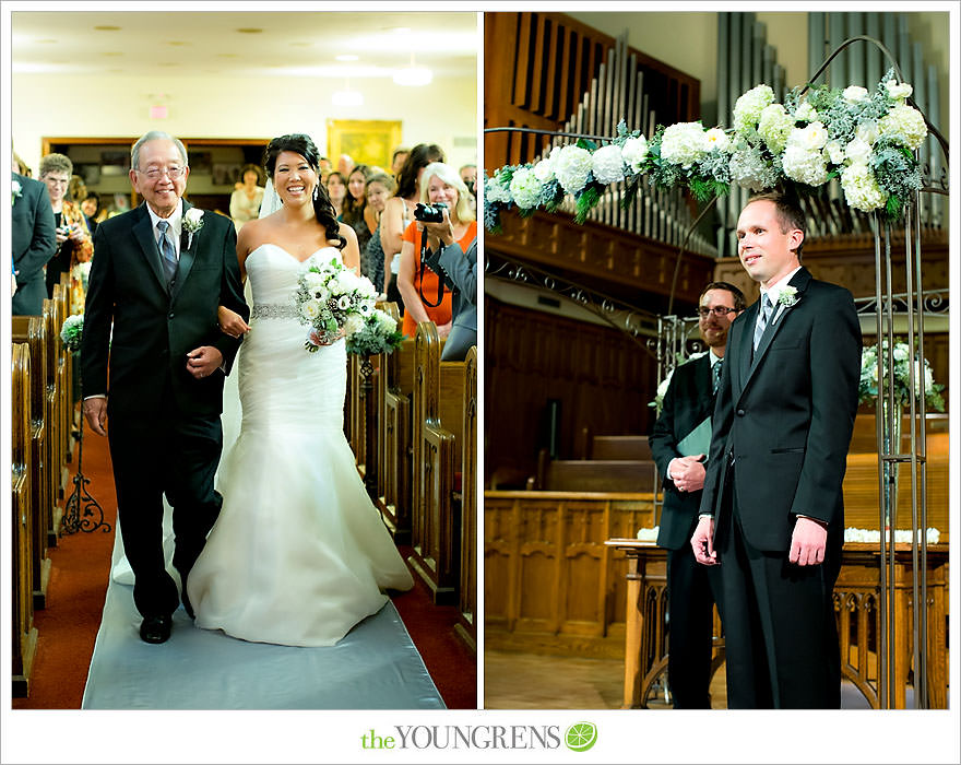 Downtown San Diego Wedding, downtown, elegant, timeless, classic, traditional, church, grey, blue, wedding