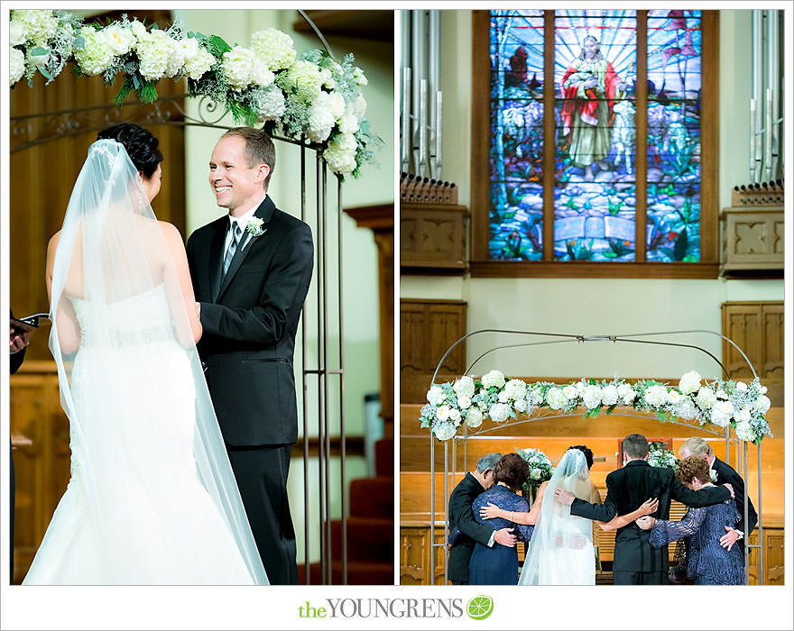 Downtown San Diego Wedding, downtown, elegant, timeless, classic, traditional, church, grey, blue, wedding