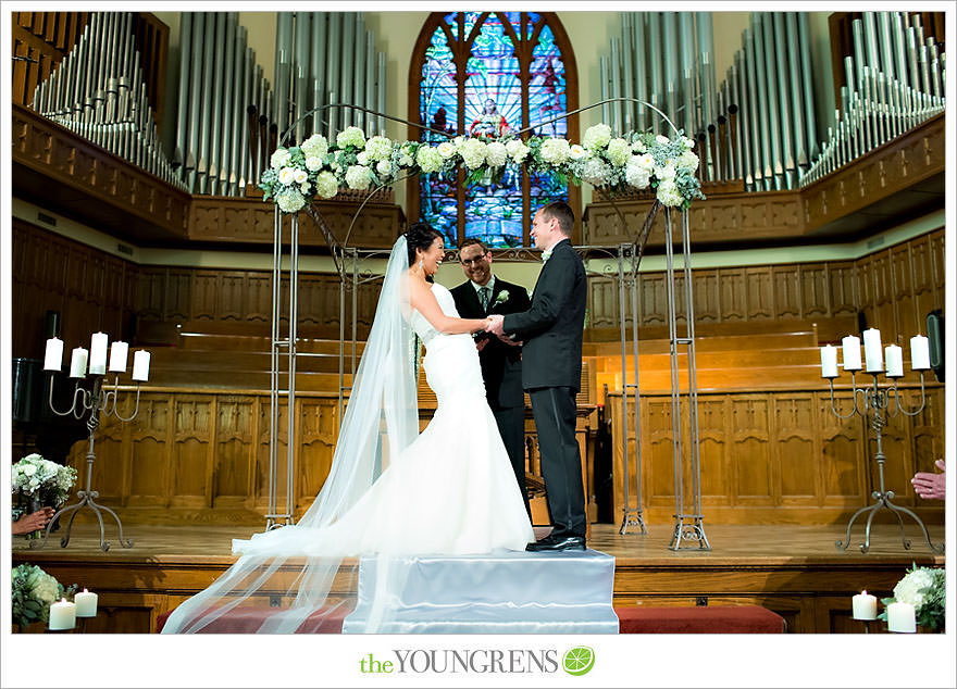 Downtown San Diego Wedding, downtown, elegant, timeless, classic, traditional, church, grey, blue, wedding