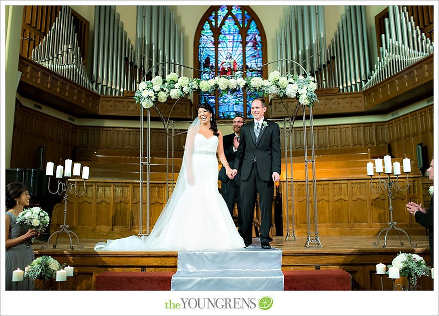 Downtown San Diego Wedding, downtown, elegant, timeless, classic, traditional, church, grey, blue, wedding