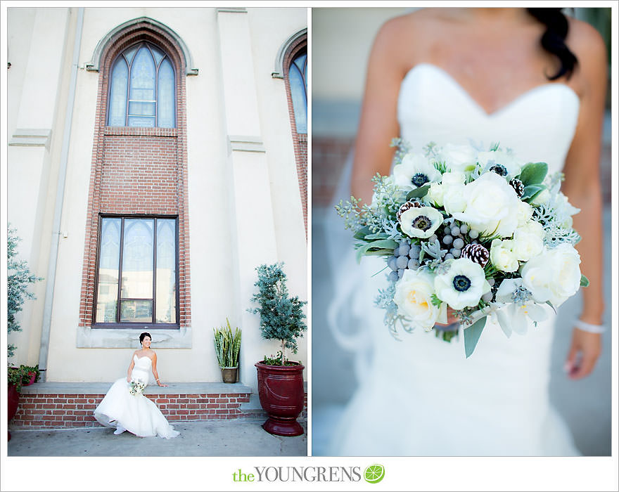 Downtown San Diego Wedding, downtown, elegant, timeless, classic, traditional, church, grey, blue, wedding