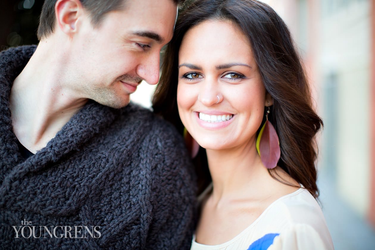 San Diego engagement session, downtown San Diego engagement session, St. James Hotel engagement session, rooftop engagement session, gaslamp engagement session, urban engagement session, skyline engagement session, San Diego skyline engagement session