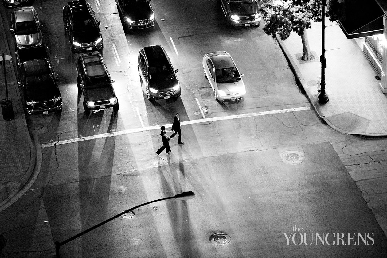 San Diego engagement session, downtown San Diego engagement session, St. James Hotel engagement session, rooftop engagement session, gaslamp engagement session, urban engagement session, skyline engagement session, San Diego skyline engagement session