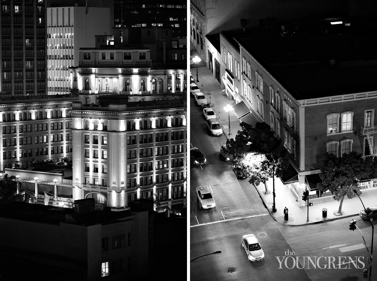 San Diego engagement session, downtown San Diego engagement session, St. James Hotel engagement session, rooftop engagement session, gaslamp engagement session, urban engagement session, skyline engagement session, San Diego skyline engagement session