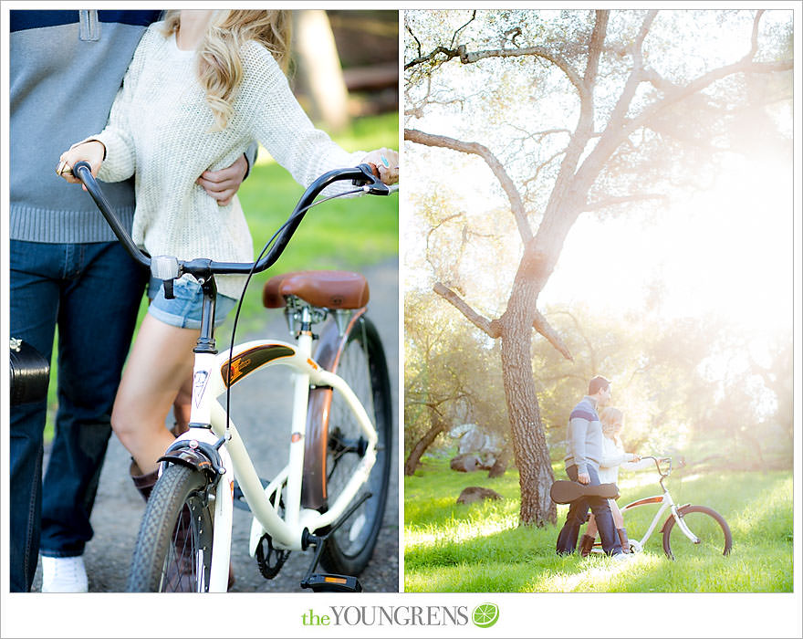 Felicita Park engagement session, Escondido engagement, bike engagement, park engagement, San Diego engagement, Ukulele engagement, marriage book engagement, cozy engagement, sweater engagement