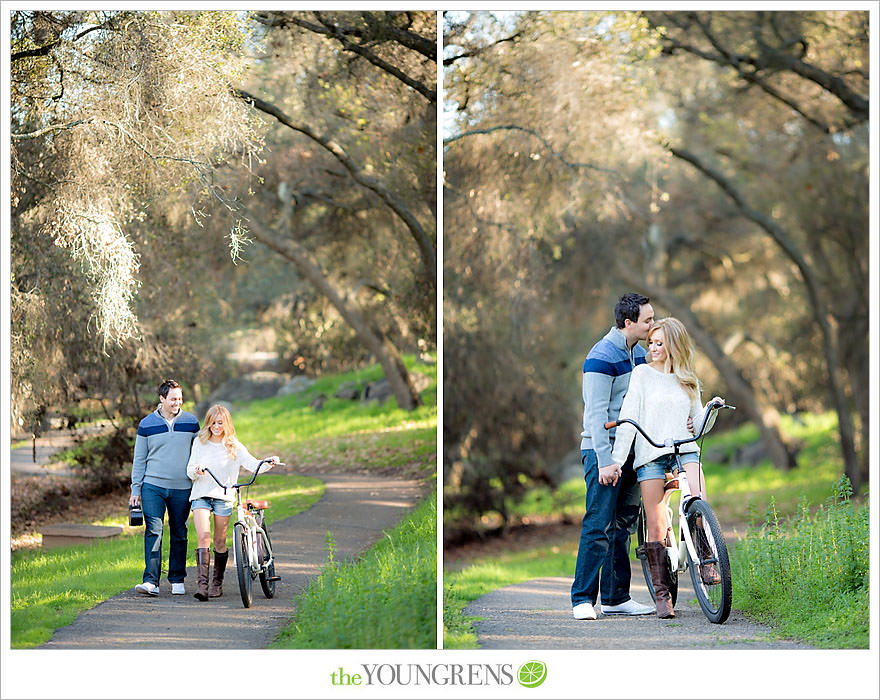 Felicita Park engagement session, Escondido engagement, bike engagement, park engagement, San Diego engagement, Ukulele engagement, marriage book engagement, cozy engagement, sweater engagement