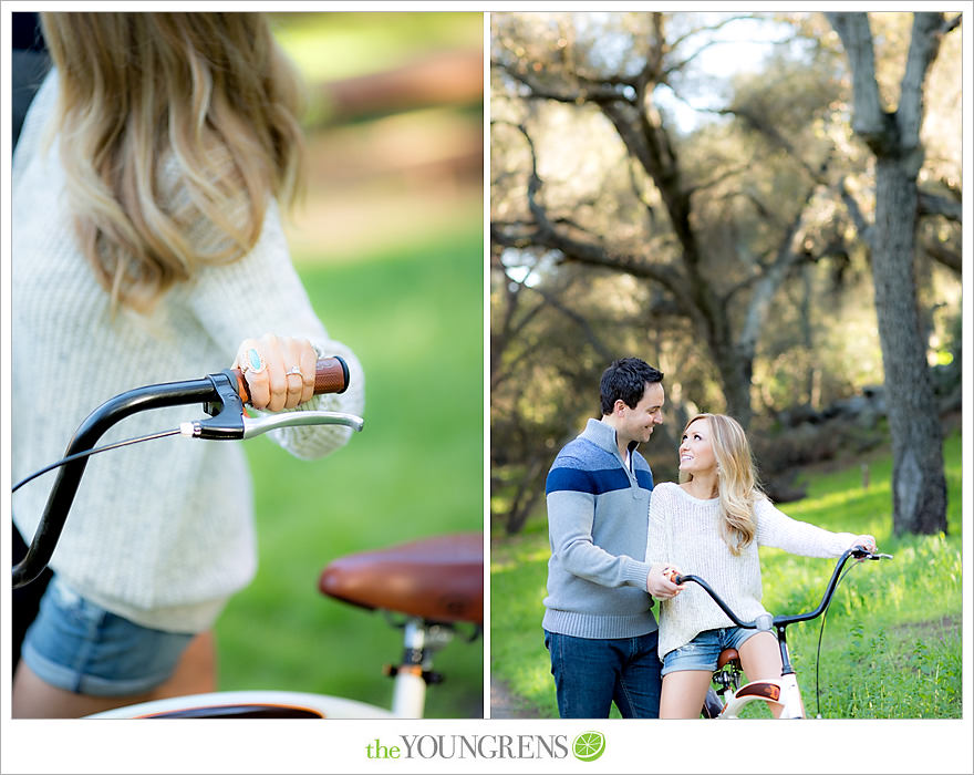 Felicita Park engagement session, Escondido engagement, bike engagement, park engagement, San Diego engagement, Ukulele engagement, marriage book engagement, cozy engagement, sweater engagement