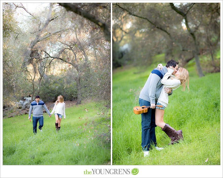 Felicita Park engagement session, Escondido engagement, bike engagement, park engagement, San Diego engagement, Ukulele engagement, marriage book engagement, cozy engagement, sweater engagement