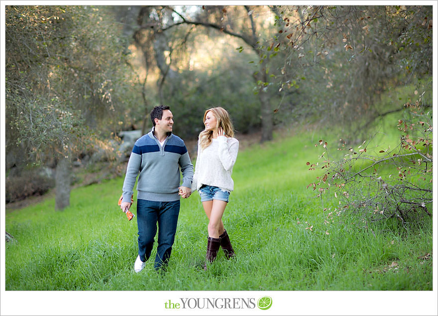 Felicita Park engagement session, Escondido engagement, bike engagement, park engagement, San Diego engagement, Ukulele engagement, marriage book engagement, cozy engagement, sweater engagement