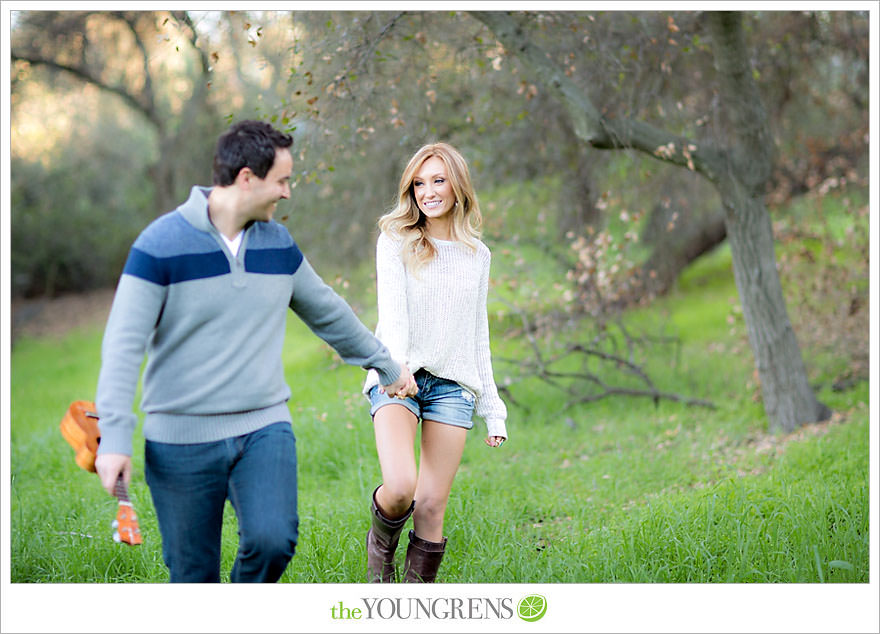 Felicita Park engagement session, Escondido engagement, bike engagement, park engagement, San Diego engagement, Ukulele engagement, marriage book engagement, cozy engagement, sweater engagement