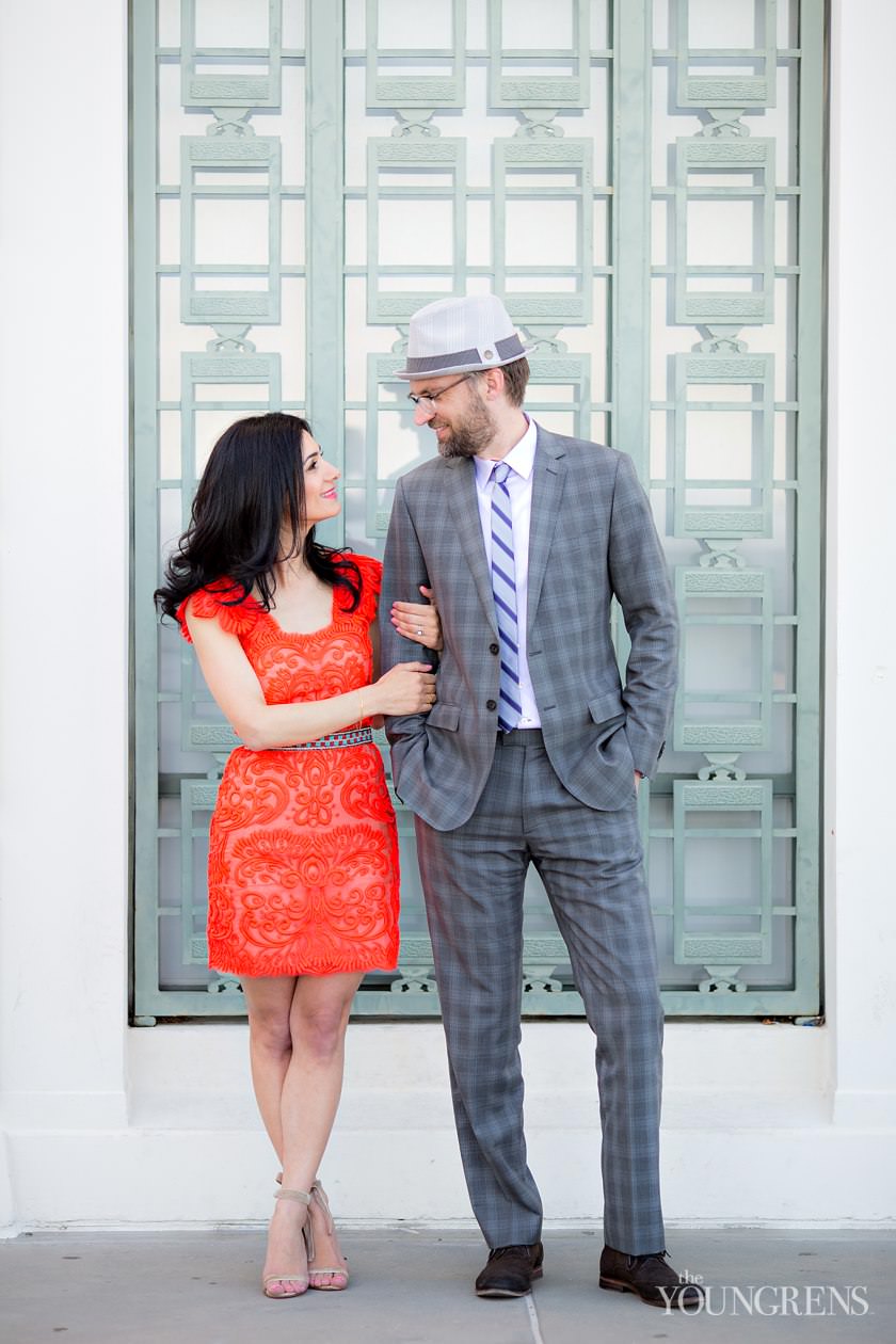 Griffith Park engagement, Griffith Observatory engagement, Los Angeles engagement, Hollywood engagement, Hollywood Hills engagement, vintage engagement, coral engagement, plaid suit engagement, artist engagement, architect engagement, Annette Vartanian engagement, I Heart Vintage Couture engagement, @nettevartanian engagement