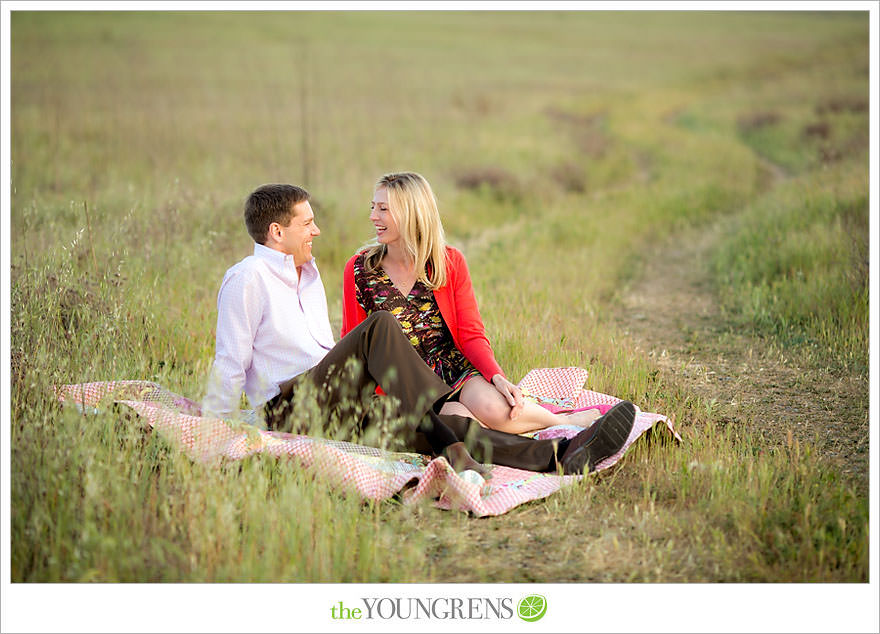 Laguna Beach engagement, Laguna Hills engagement, Newport Coast engagement, turquoise engagement, meadow engagement, grass field engagement, picnic engagement session, Highway 133 engagement, Highway 73 engagement session