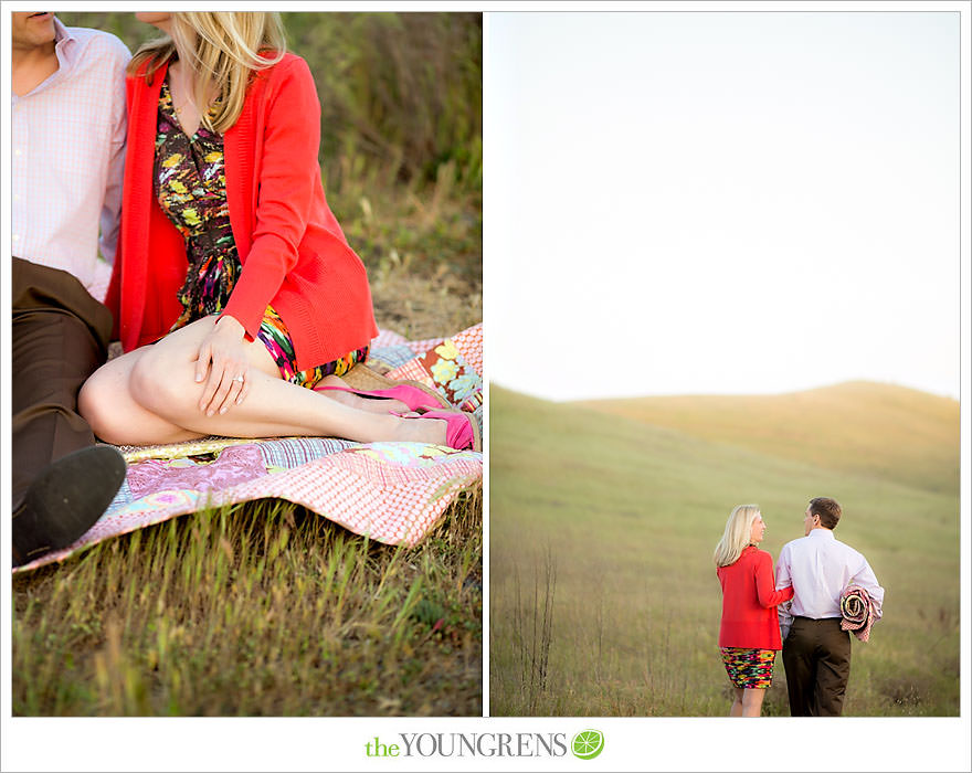 Laguna Beach engagement, Laguna Hills engagement, Newport Coast engagement, turquoise engagement, meadow engagement, grass field engagement, picnic engagement session, Highway 133 engagement, Highway 73 engagement session