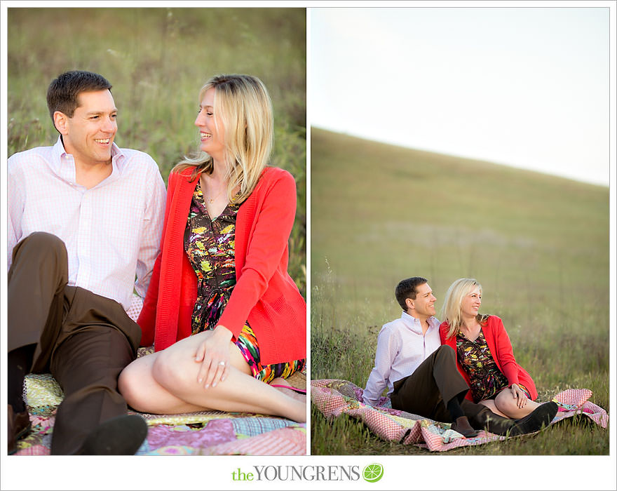 Laguna Beach engagement, Laguna Hills engagement, Newport Coast engagement, turquoise engagement, meadow engagement, grass field engagement, picnic engagement session, Highway 133 engagement, Highway 73 engagement session