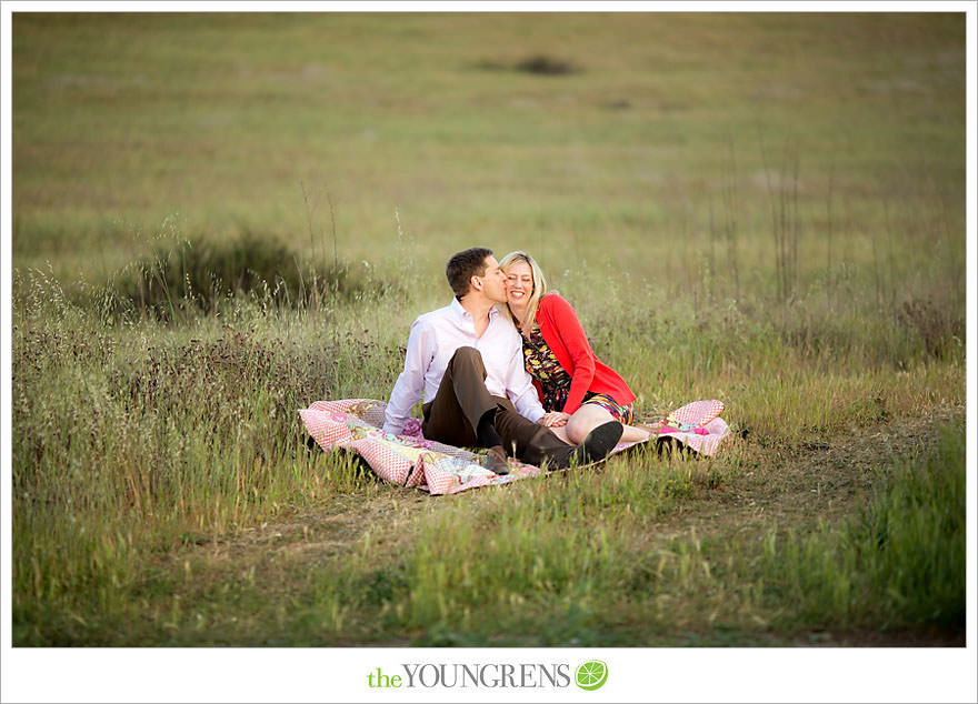 Laguna Beach engagement, Laguna Hills engagement, Newport Coast engagement, turquoise engagement, meadow engagement, grass field engagement, picnic engagement session, Highway 133 engagement, Highway 73 engagement session