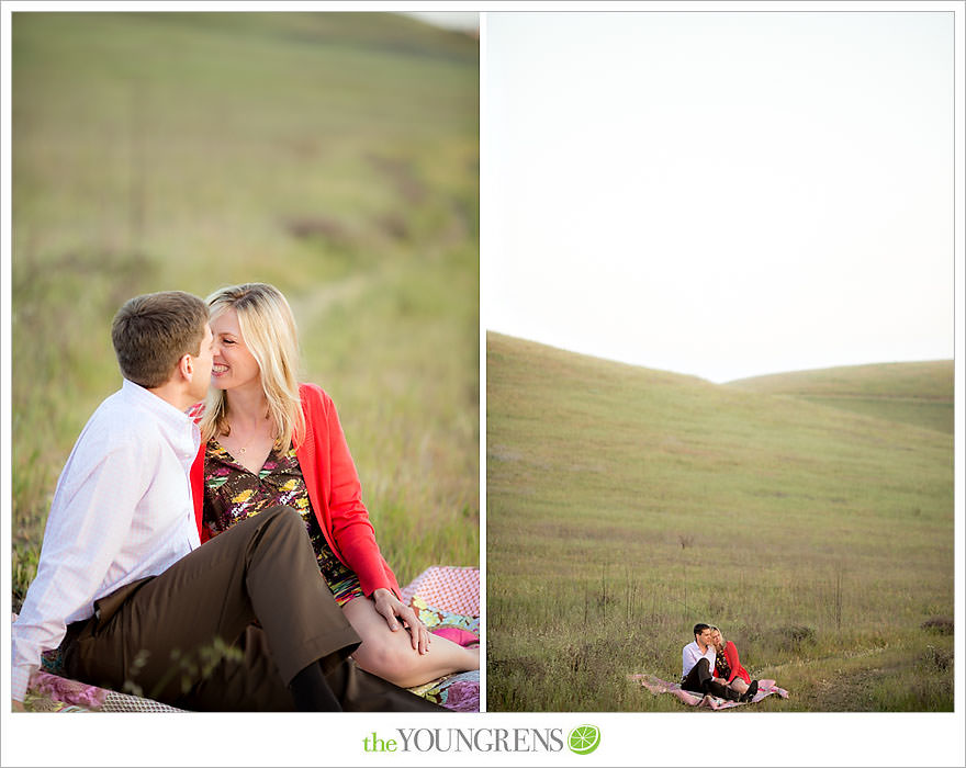 Laguna Beach engagement, Laguna Hills engagement, Newport Coast engagement, turquoise engagement, meadow engagement, grass field engagement, picnic engagement session, Highway 133 engagement, Highway 73 engagement session