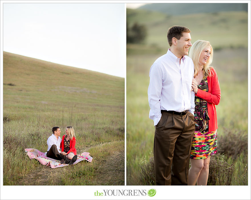 Laguna Beach engagement, Laguna Hills engagement, Newport Coast engagement, turquoise engagement, meadow engagement, grass field engagement, picnic engagement session, Highway 133 engagement, Highway 73 engagement session