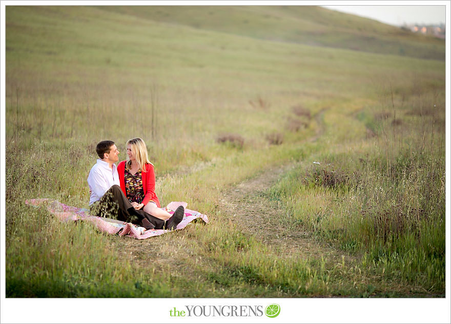 Laguna Beach engagement, Laguna Hills engagement, Newport Coast engagement, turquoise engagement, meadow engagement, grass field engagement, picnic engagement session, Highway 133 engagement, Highway 73 engagement session