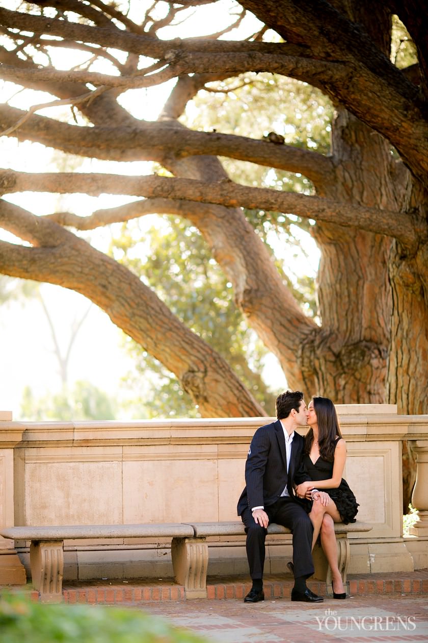 UCLA engagement session, LA engagement, Westwood engagement, college engagement, UC engagement, University engagement, college campus engagement, black dress engagement, Southern California engagement, formal engagement session