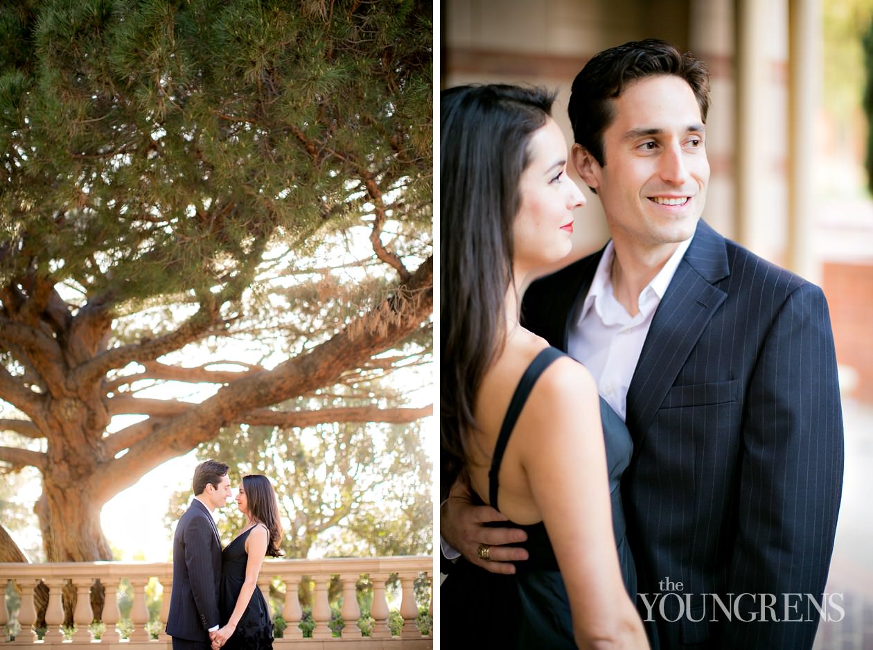 UCLA engagement session, LA engagement, Westwood engagement, college engagement, UC engagement, University engagement, college campus engagement, black dress engagement, Southern California engagement, formal engagement session