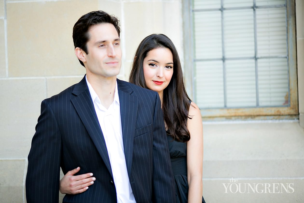 UCLA engagement session, LA engagement, Westwood engagement, college engagement, UC engagement, University engagement, college campus engagement, black dress engagement, Southern California engagement, formal engagement session