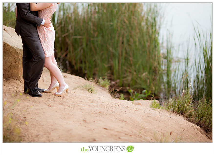 rowboat engagement, Dixon Lake engagement, Escondido engagement, lake engagement, pond engagement, boat engagement, pink engagement, lace engagement, meadow engagement, nature engagement