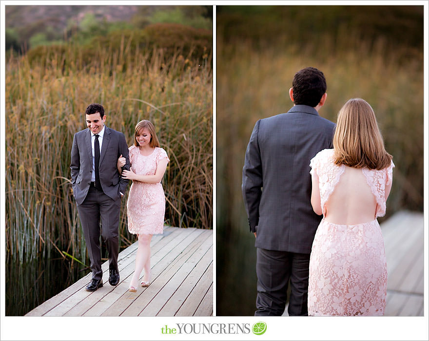 rowboat engagement, Dixon Lake engagement, Escondido engagement, lake engagement, pond engagement, boat engagement, pink engagement, lace engagement, meadow engagement, nature engagement