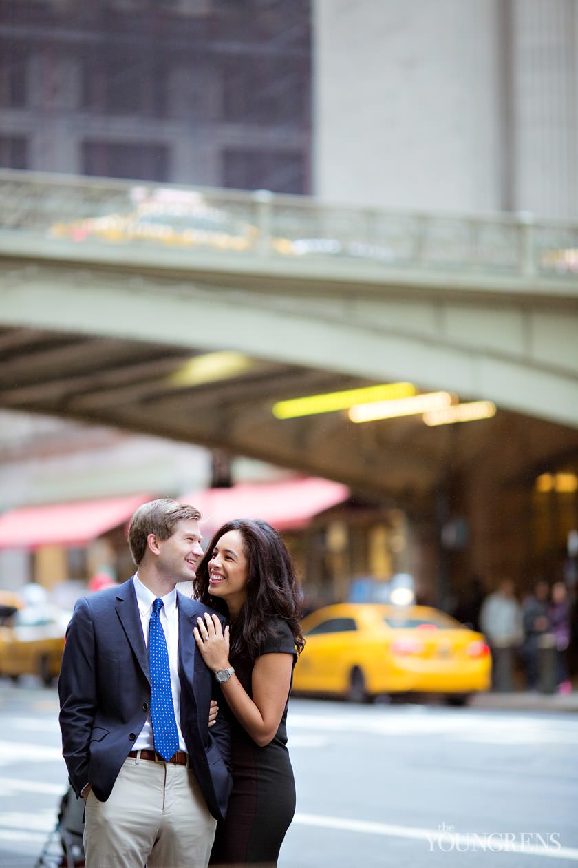 Grand Central Engagement Session, Photography by The Youngrens new york engagement, grand central station engagement session, manhattan engagement session, new york couple, new york photography, east coast photography, rainy day engagement session, train engagement session, iconic new york engagement session
