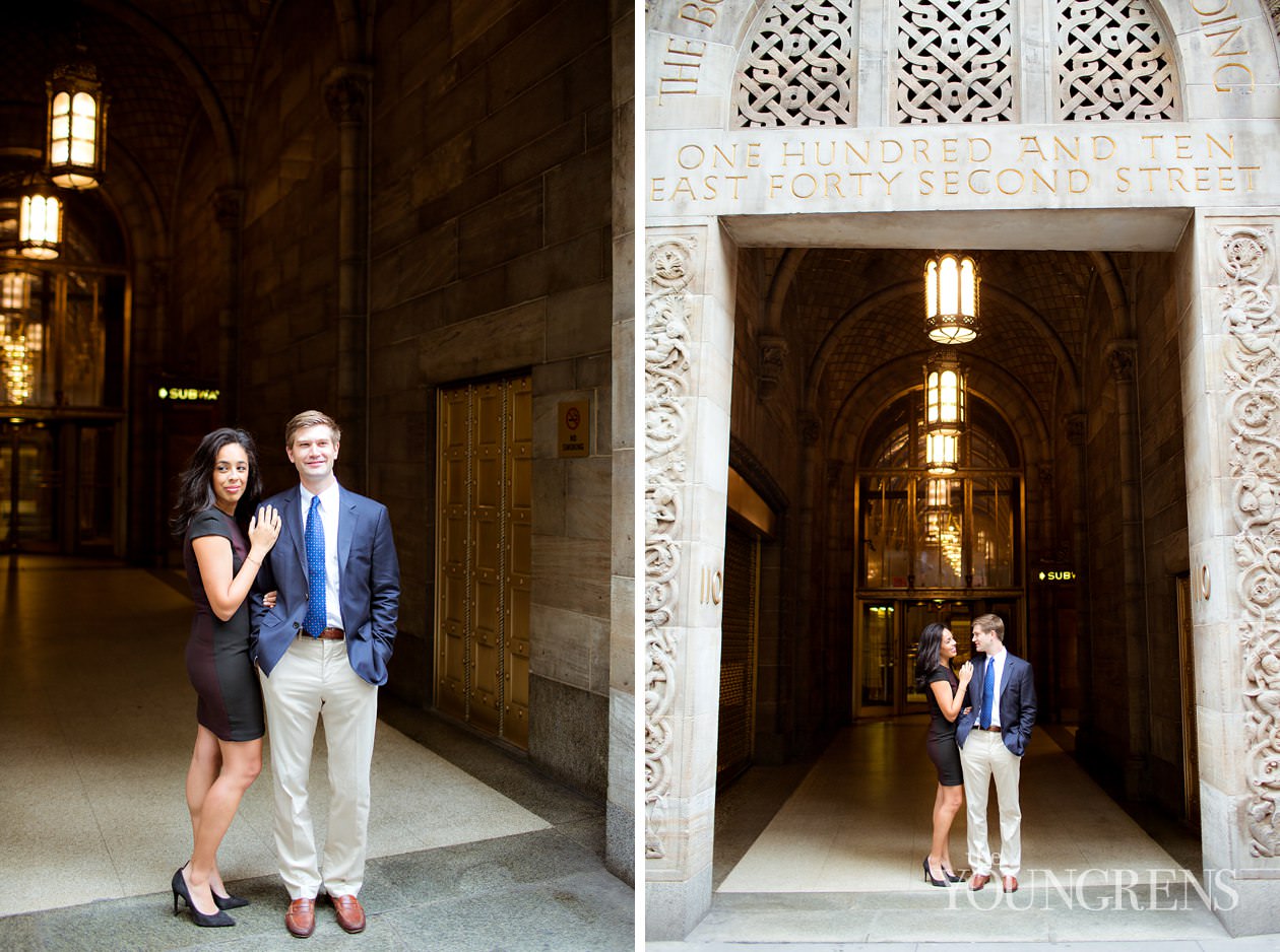 Grand Central Engagement Session, Photography by The Youngrens new york engagement, grand central station engagement session, manhattan engagement session, new york couple, new york photography, east coast photography, rainy day engagement session, train engagement session, iconic new york engagement session