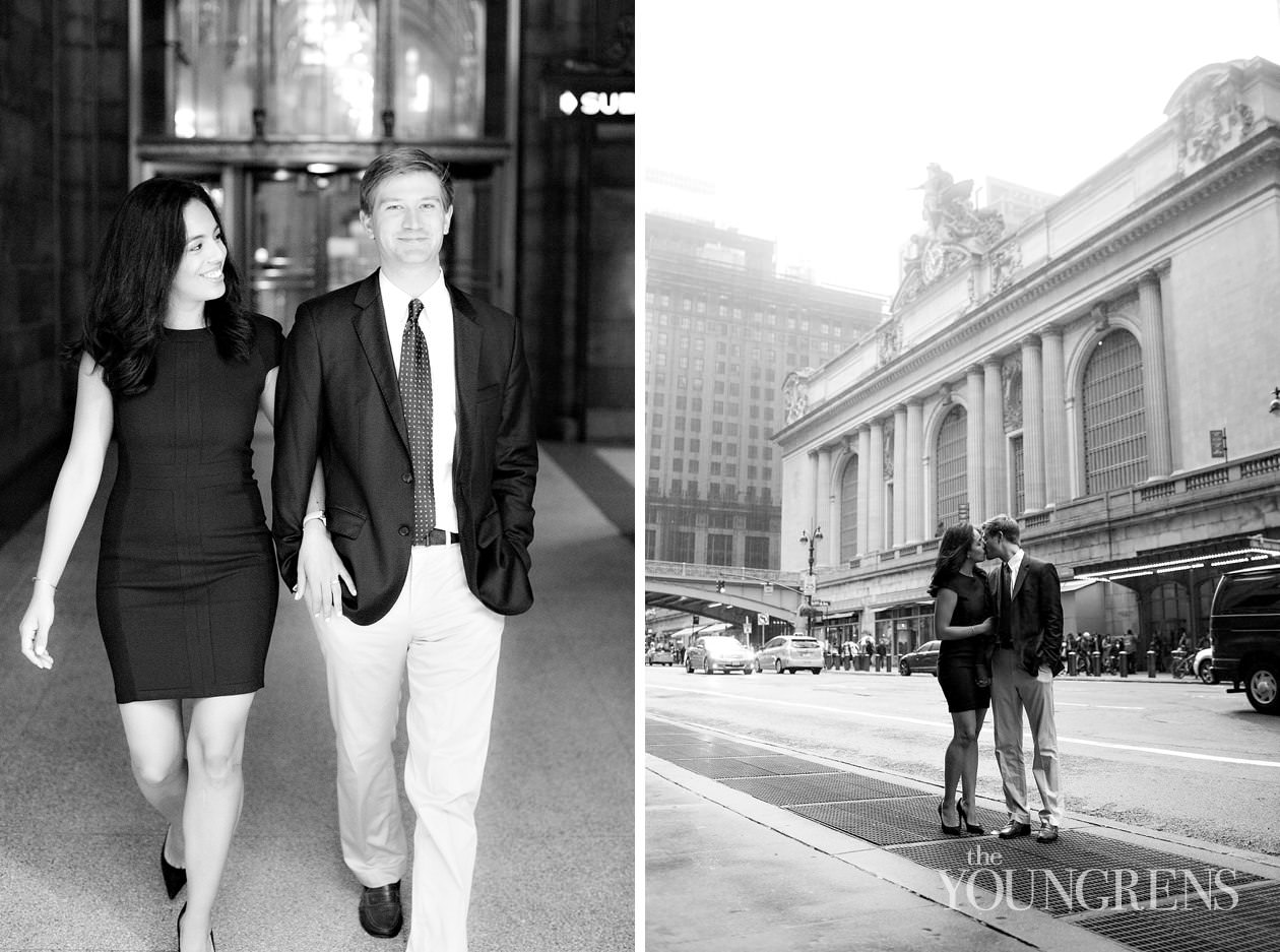 Grand Central Engagement Session, Photography by The Youngrens new york engagement, grand central station engagement session, manhattan engagement session, new york couple, new york photography, east coast photography, rainy day engagement session, train engagement session, iconic new york engagement session