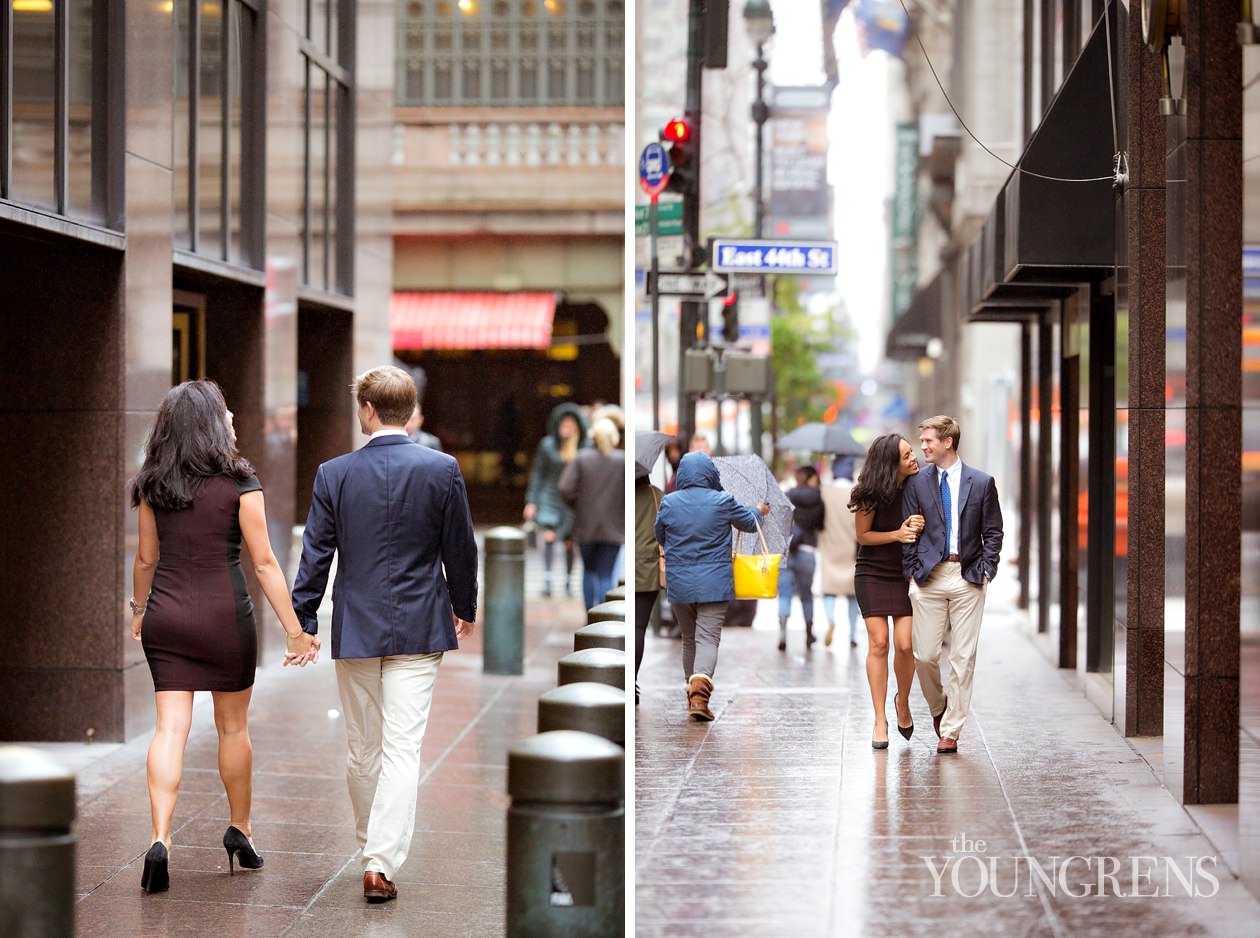 Grand Central Engagement Session, Photography by The Youngrens new york engagement, grand central station engagement session, manhattan engagement session, new york couple, new york photography, east coast photography, rainy day engagement session, train engagement session, iconic new york engagement session