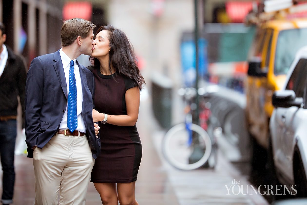 Grand Central Engagement Session, Photography by The Youngrens new york engagement, grand central station engagement session, manhattan engagement session, new york couple, new york photography, east coast photography, rainy day engagement session, train engagement session, iconic new york engagement session