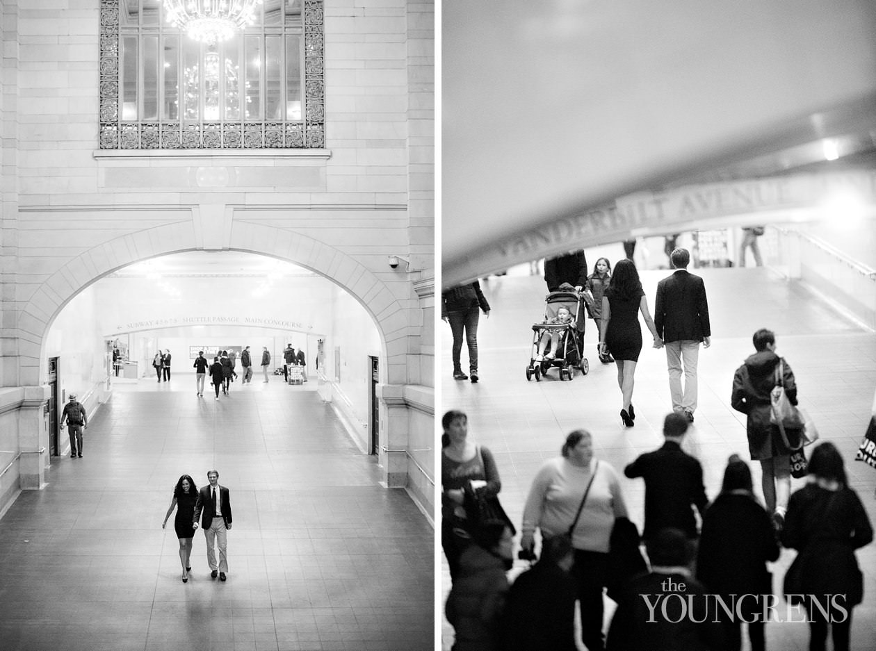 Grand Central Engagement Session, Photography by The Youngrens new york engagement, grand central station engagement session, manhattan engagement session, new york couple, new york photography, east coast photography, rainy day engagement session, train engagement session, iconic new york engagement session