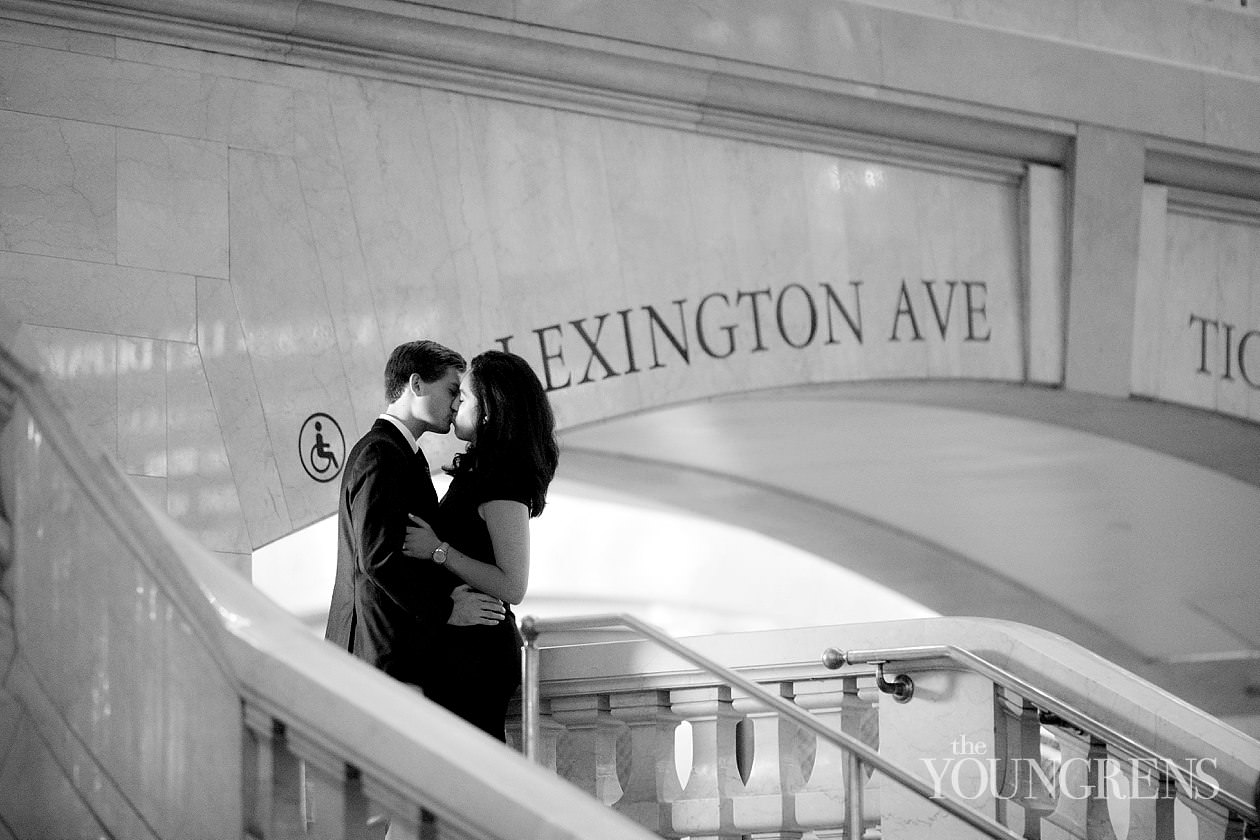 Grand Central Engagement Session, Photography by The Youngrens new york engagement, grand central station engagement session, manhattan engagement session, new york couple, new york photography, east coast photography, rainy day engagement session, train engagement session, iconic new york engagement session