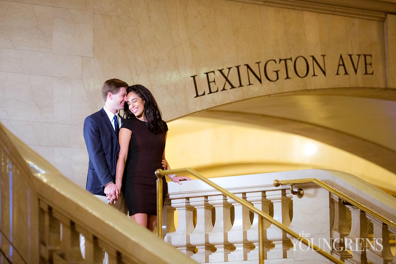 Grand Central Engagement Session, Photography by The Youngrens new york engagement, grand central station engagement session, manhattan engagement session, new york couple, new york photography, east coast photography, rainy day engagement session, train engagement session, iconic new york engagement session