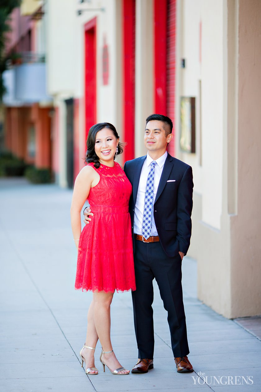 red dress navy suit