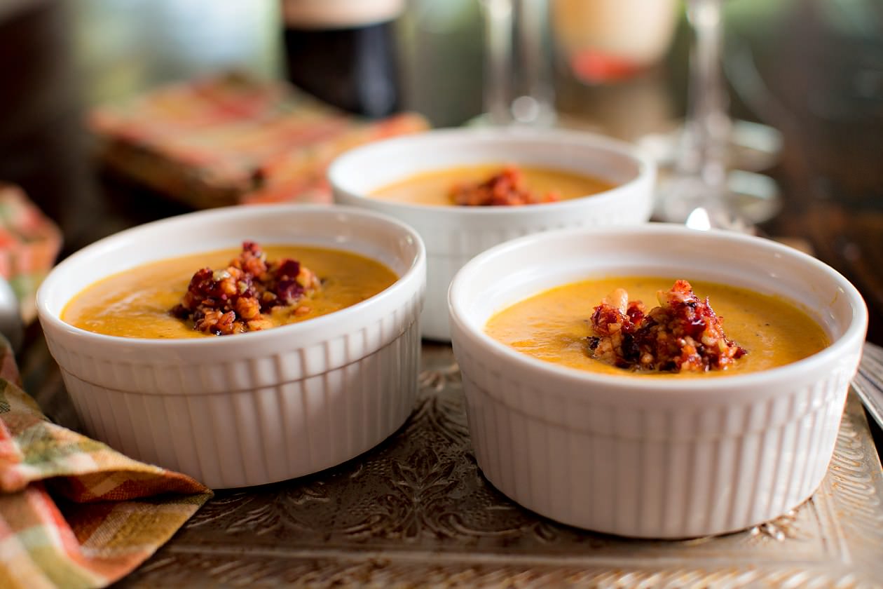 Pumpkin Soup with Chili CranApple Relish The Youngrens San Diego